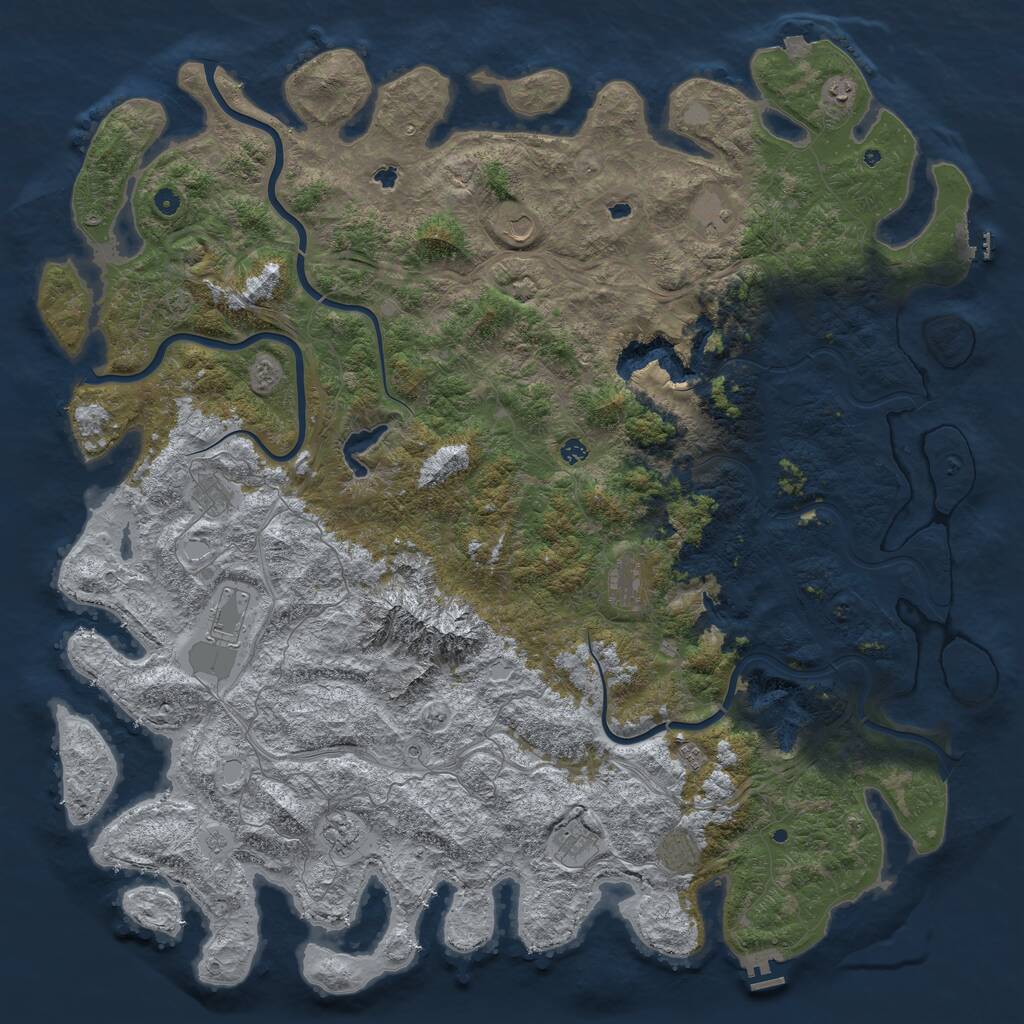 Rust Map: Procedural Map, Size: 6000, Seed: 738447310, 17 Monuments