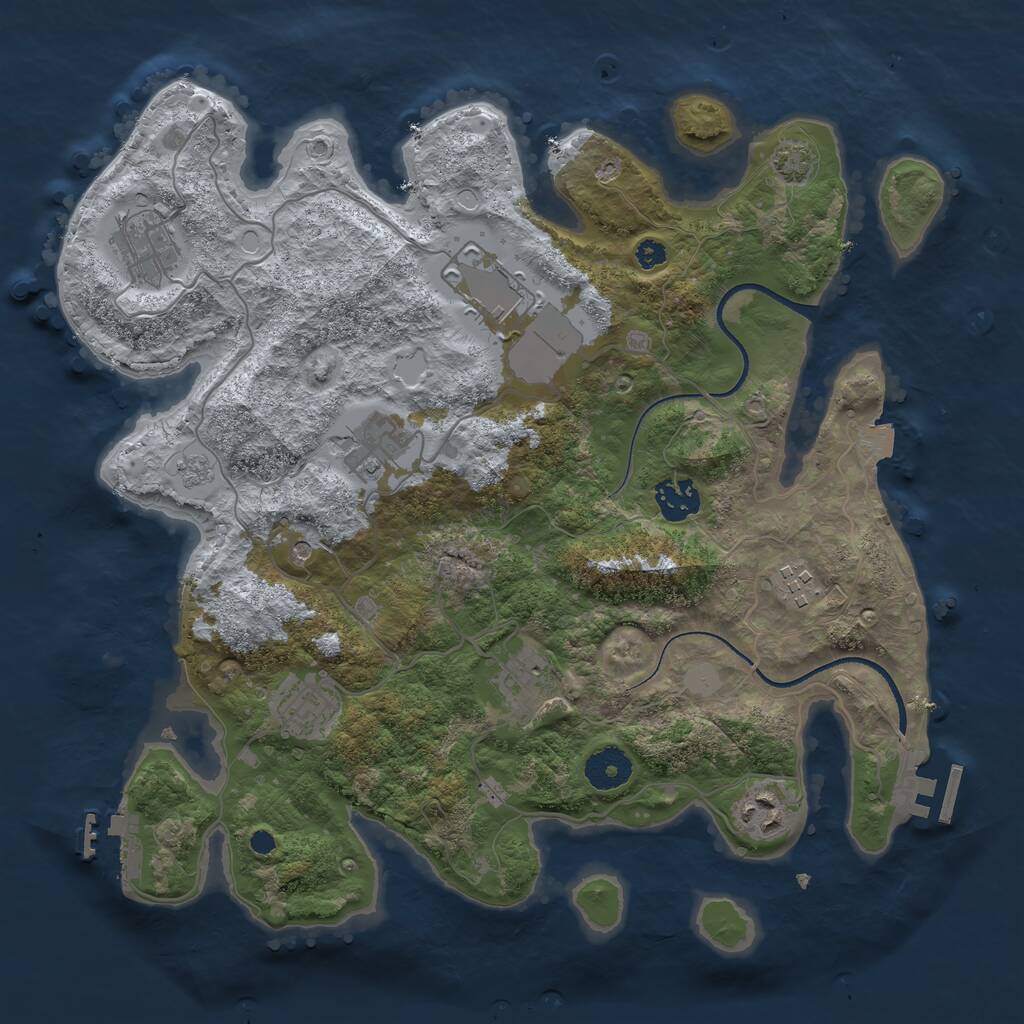 Rust Map: Procedural Map, Size: 3500, Seed: 483700098, 14 Monuments