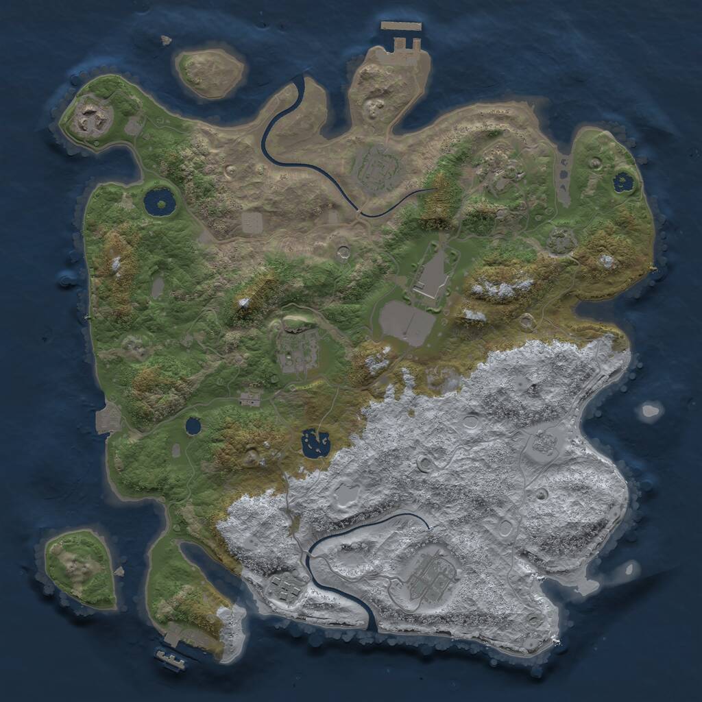 Rust Map: Procedural Map, Size: 3500, Seed: 1535725524, 14 Monuments