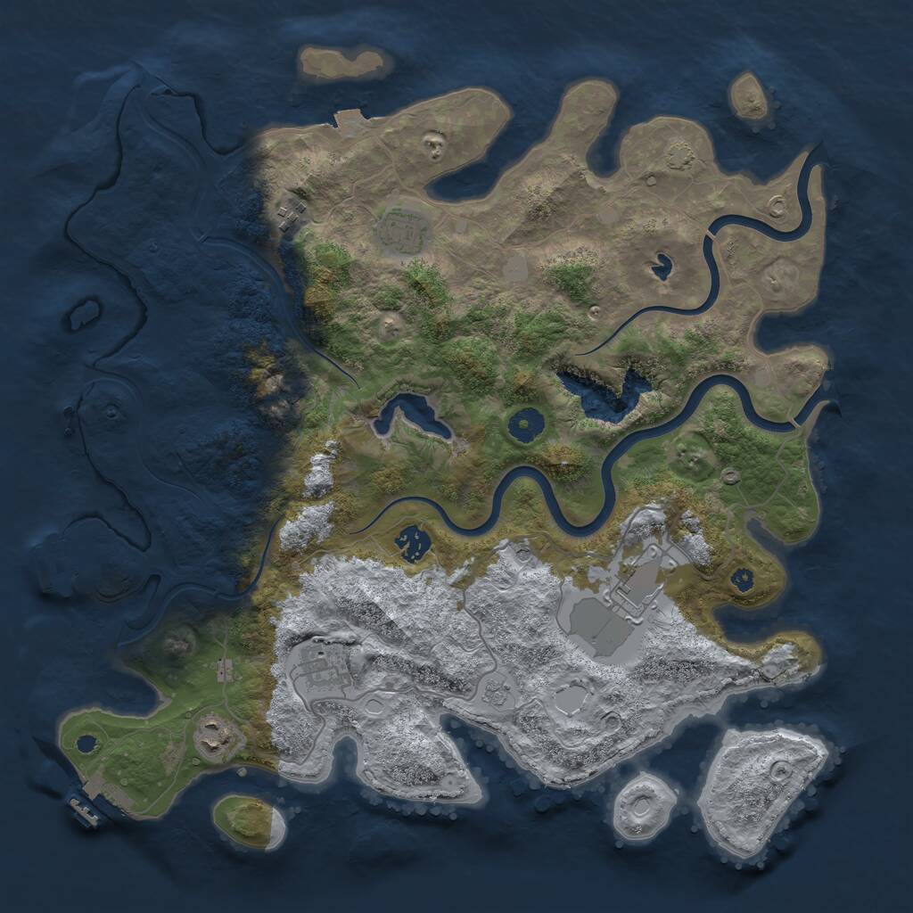 Rust Map: Procedural Map, Size: 4000, Seed: 2145345201, 12 Monuments