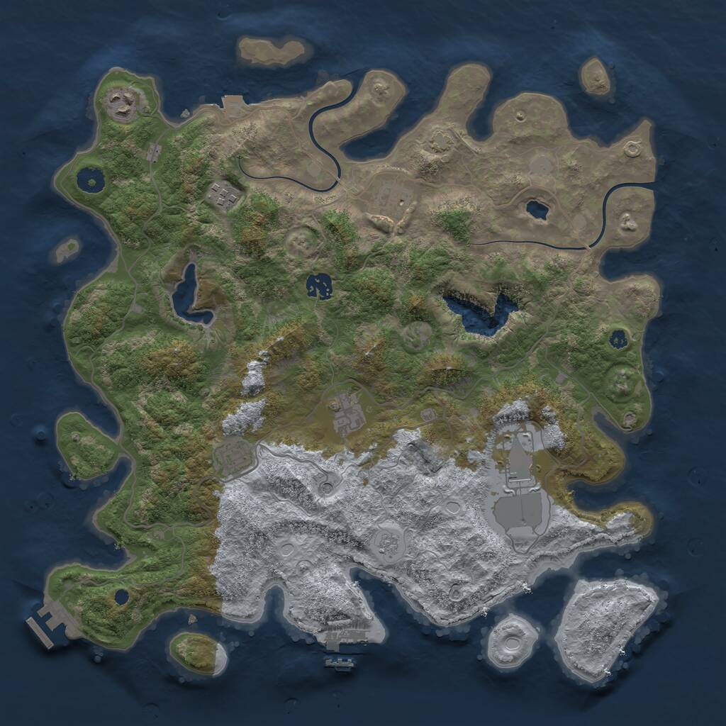 Rust Map: Procedural Map, Size: 4000, Seed: 2145345201, 13 Monuments