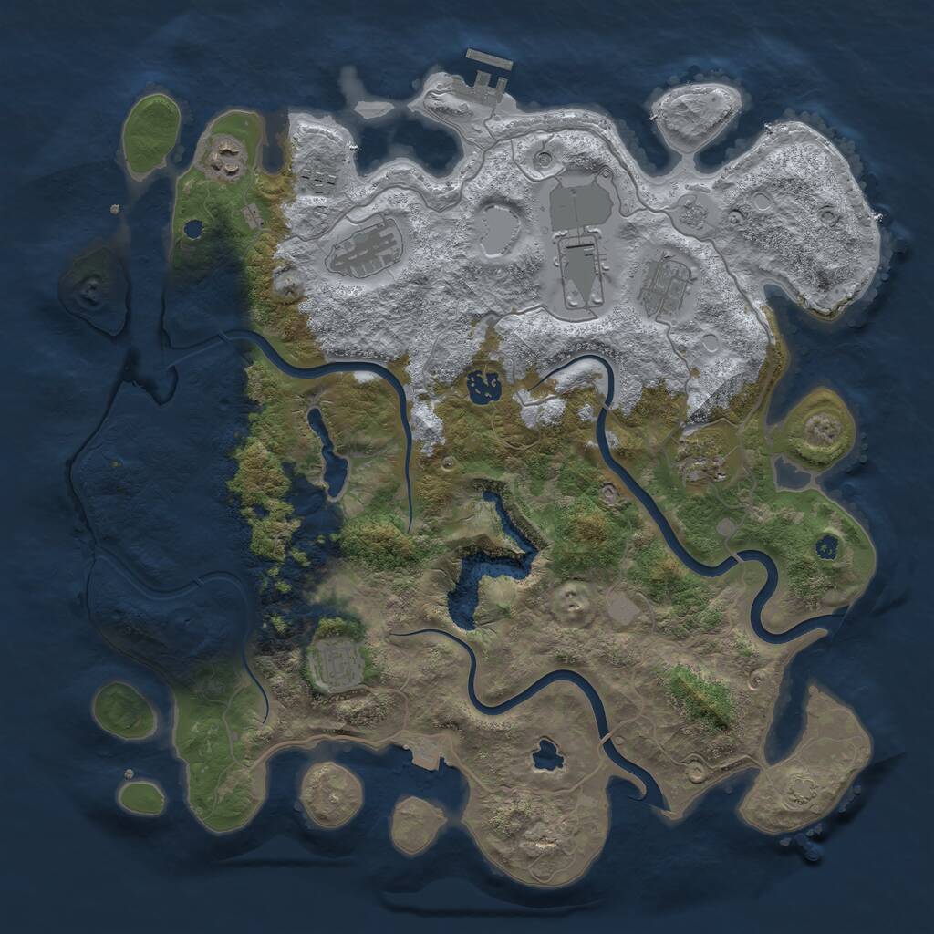 Rust Map: Procedural Map, Size: 4000, Seed: 1090063610, 13 Monuments