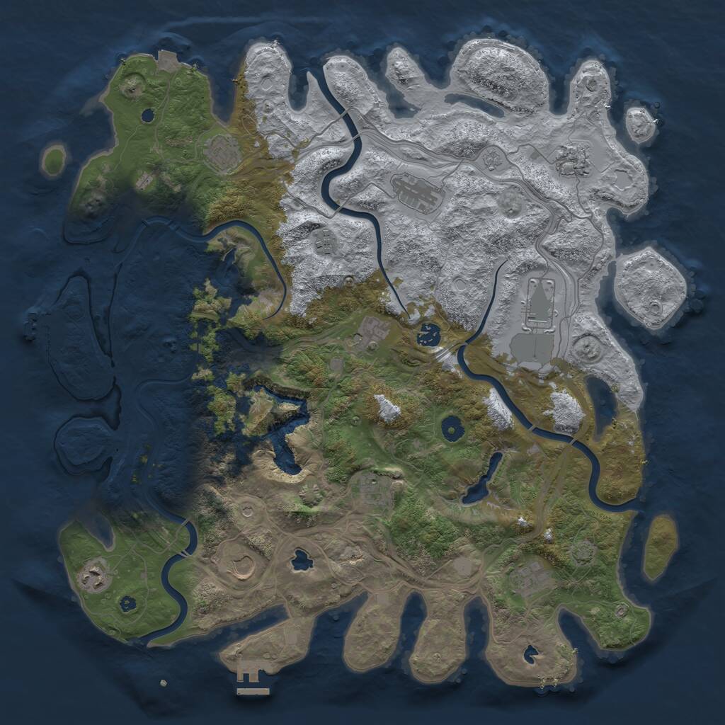 Rust Map: Procedural Map, Size: 4500, Seed: 1002005193, 17 Monuments