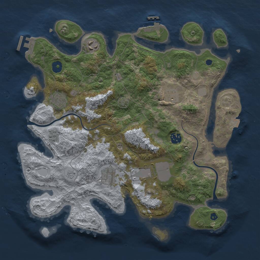 Rust Map: Procedural Map, Size: 3500, Seed: 43483130, 13 Monuments