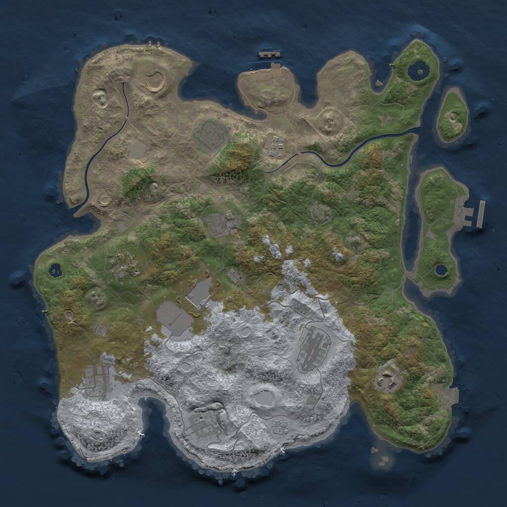Rust Map: Procedural Map, Size: 3700, Seed: 214391108, 16 Monuments