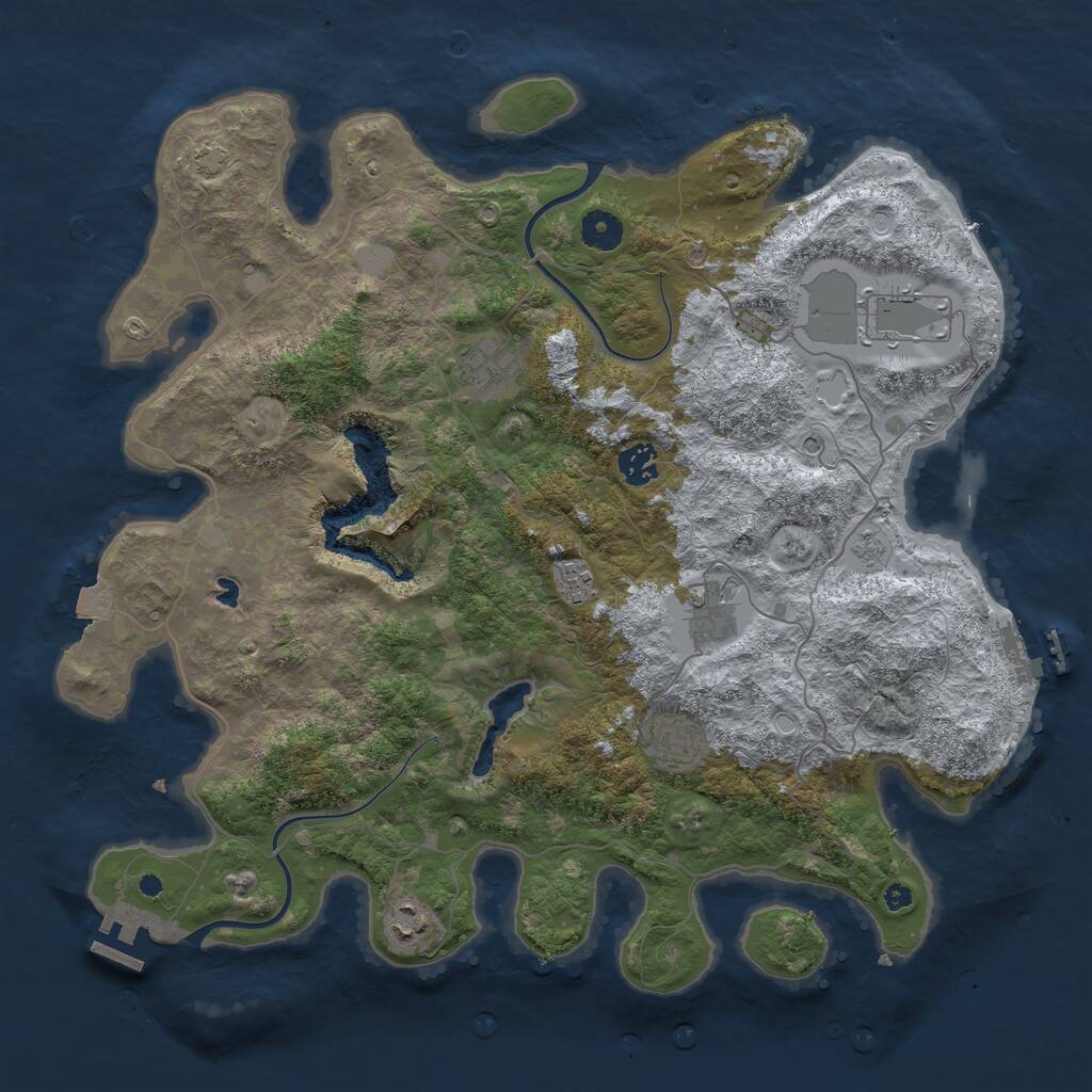 Rust Map: Procedural Map, Size: 4000, Seed: 21819040, 13 Monuments