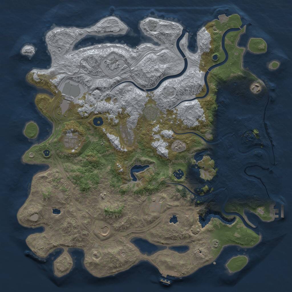 Rust Map: Procedural Map, Size: 4500, Seed: 197942390, 16 Monuments