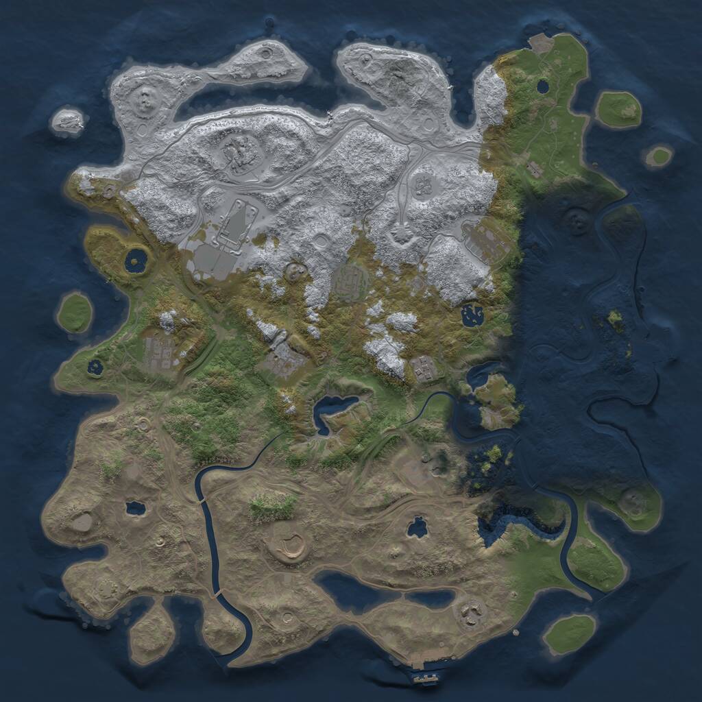 Rust Map: Procedural Map, Size: 4500, Seed: 197942390, 17 Monuments