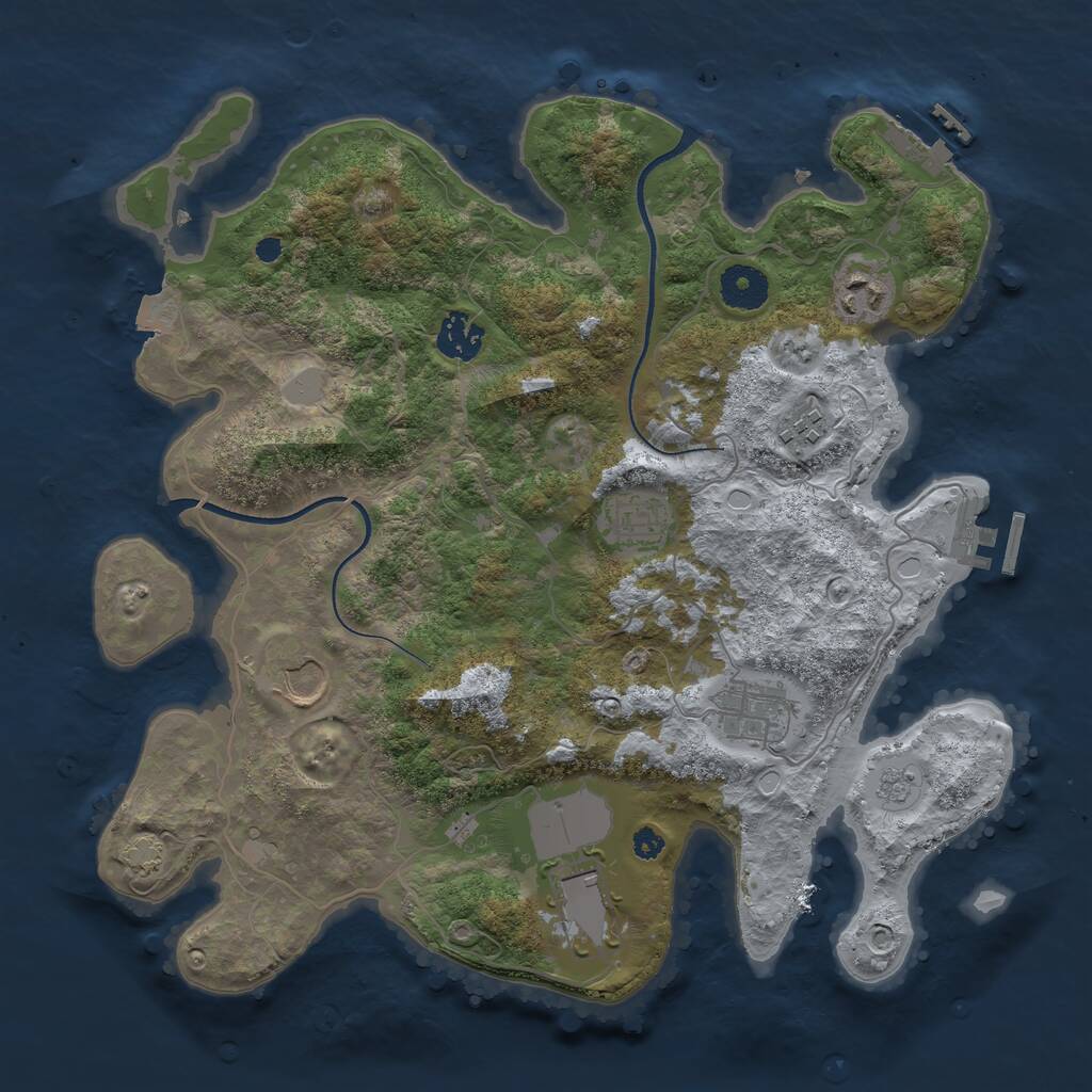 Rust Map: Procedural Map, Size: 3500, Seed: 745183740, 12 Monuments