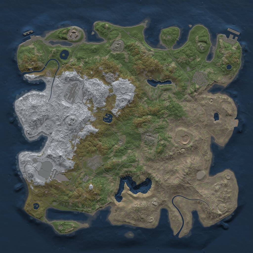 Rust Map: Procedural Map, Size: 4000, Seed: 1562346223, 14 Monuments