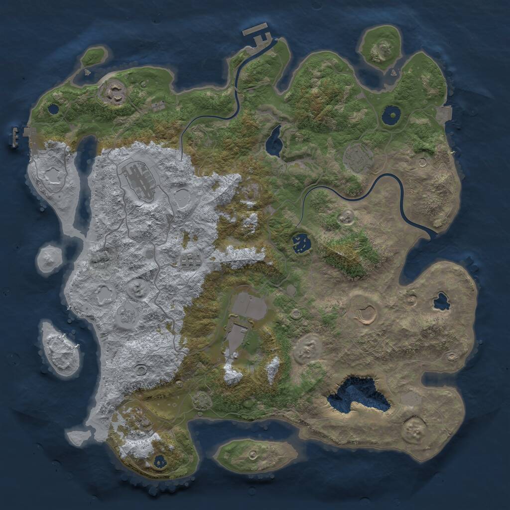 Rust Map: Procedural Map, Size: 4000, Seed: 484304925, 14 Monuments