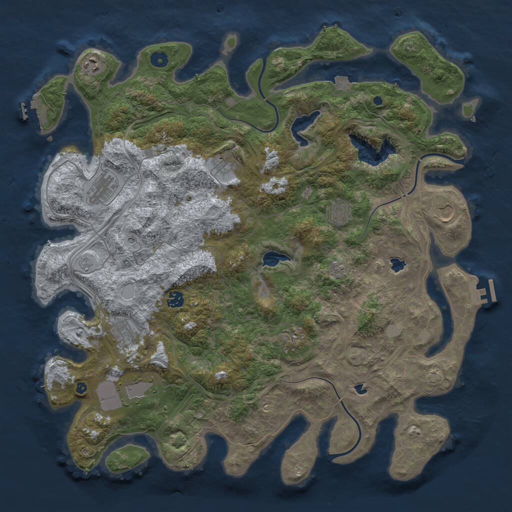 Rust Map: Procedural Map, Size: 4500, Seed: 1922449199, 16 Monuments