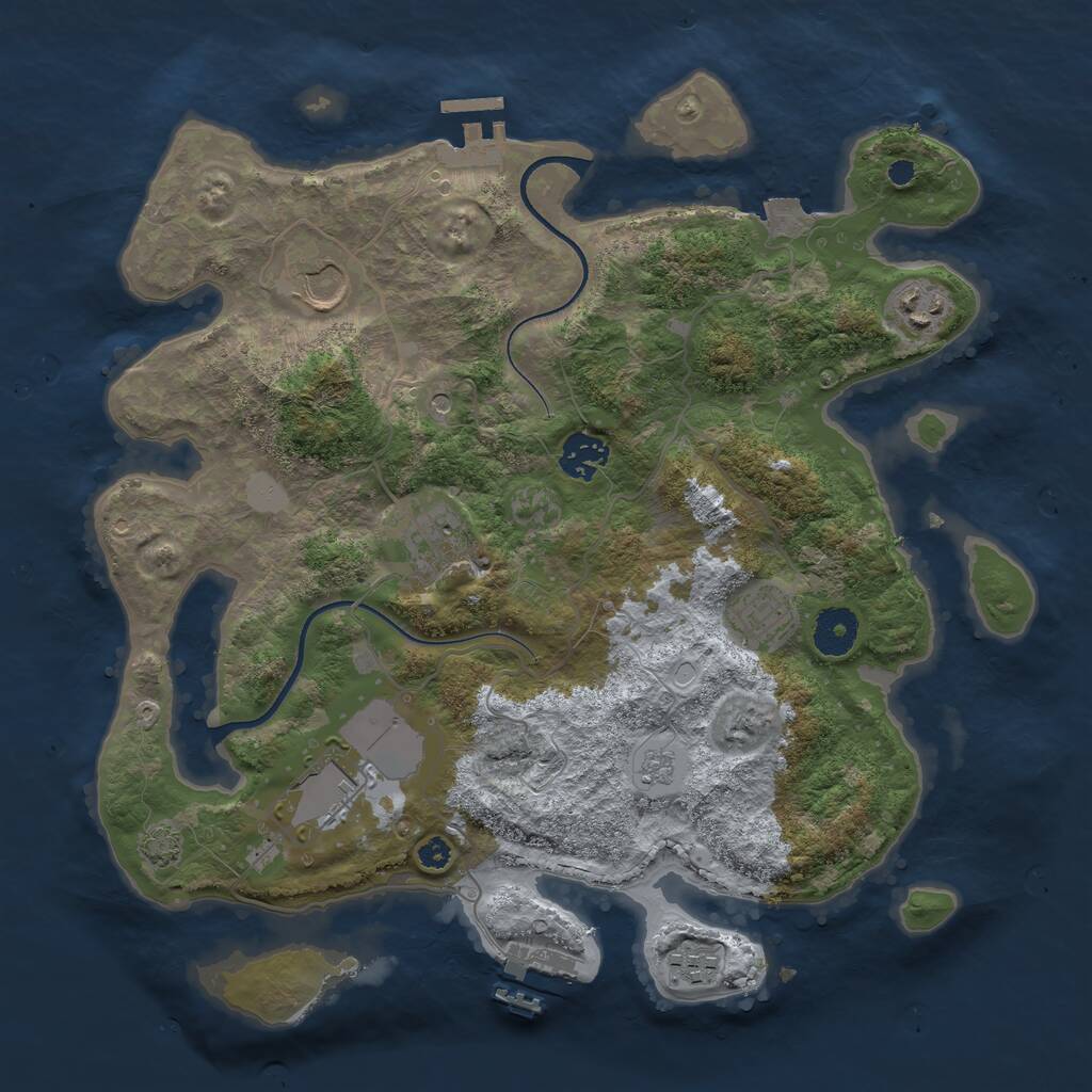 Rust Map: Procedural Map, Size: 3500, Seed: 1223180931, 13 Monuments