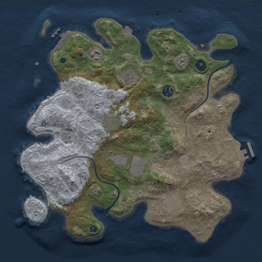 Rust Map: Procedural Map, Size: 3500, Seed: 1799790529, 13 Monuments