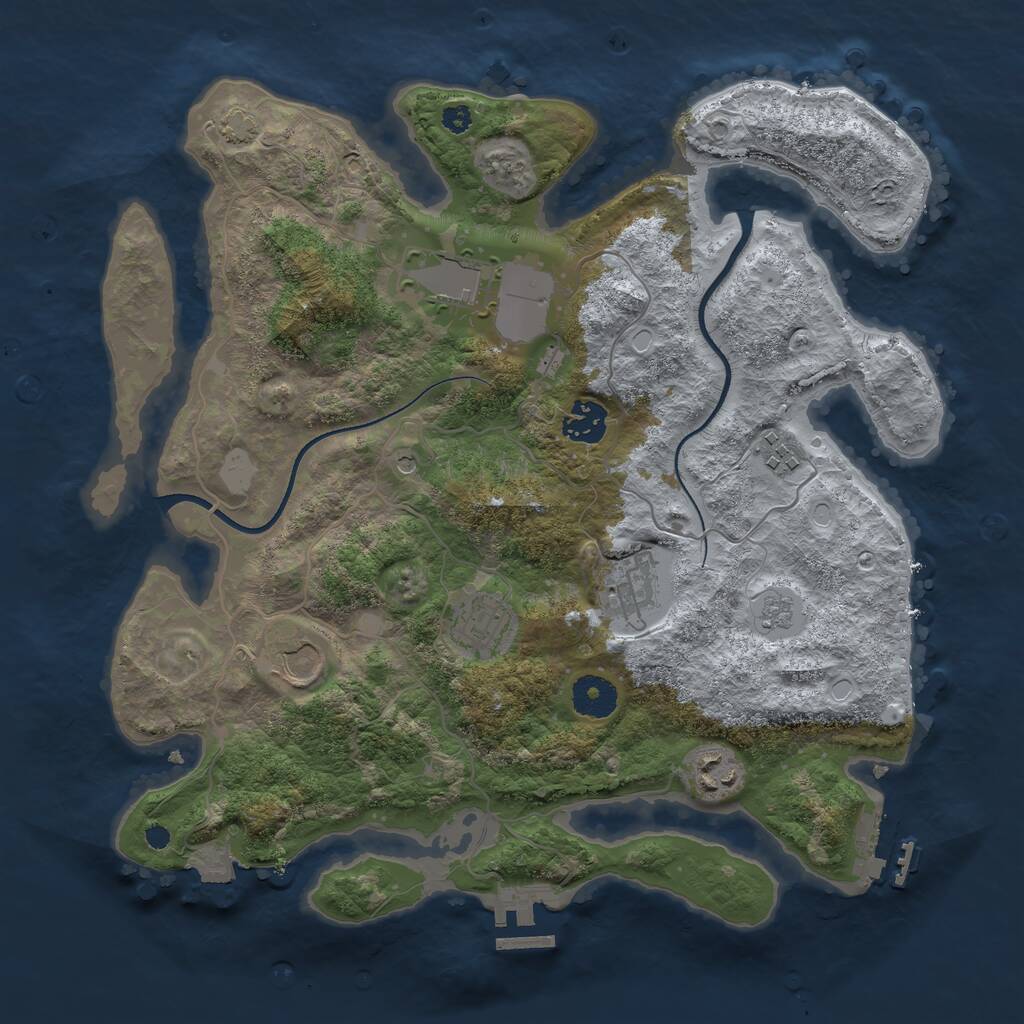 Rust Map: Procedural Map, Size: 3500, Seed: 161793346, 13 Monuments