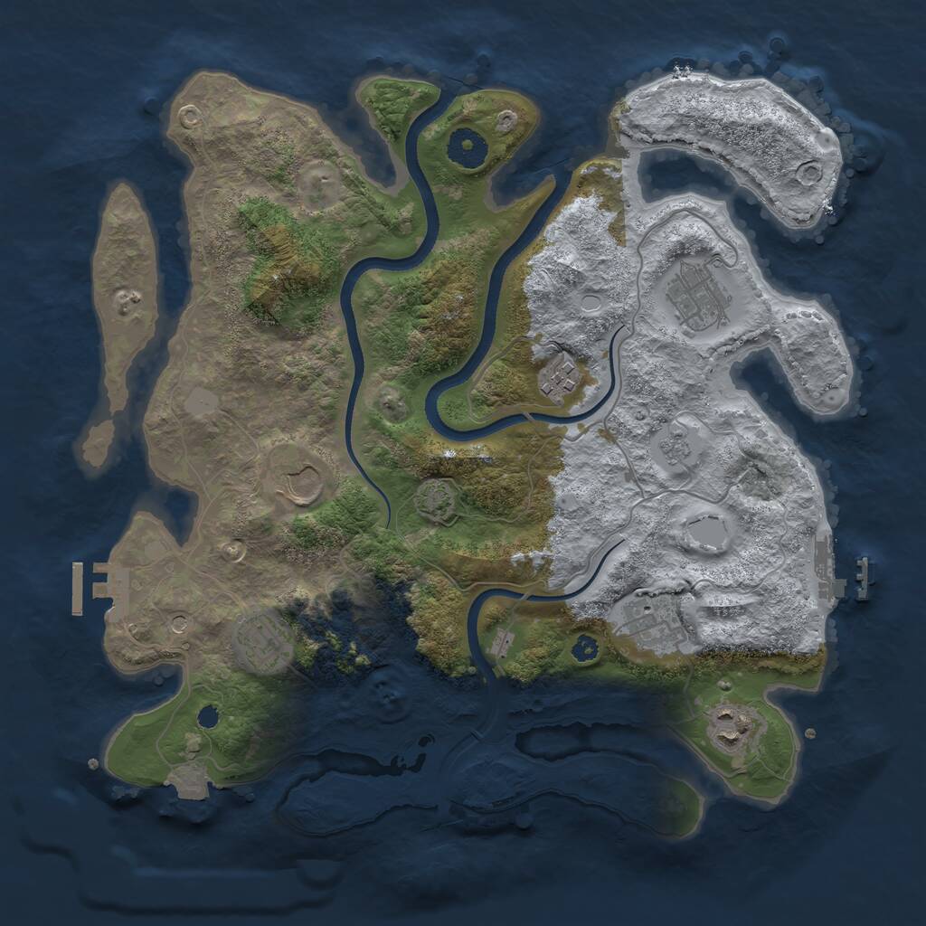 Rust Map: Procedural Map, Size: 3500, Seed: 161793346, 12 Monuments