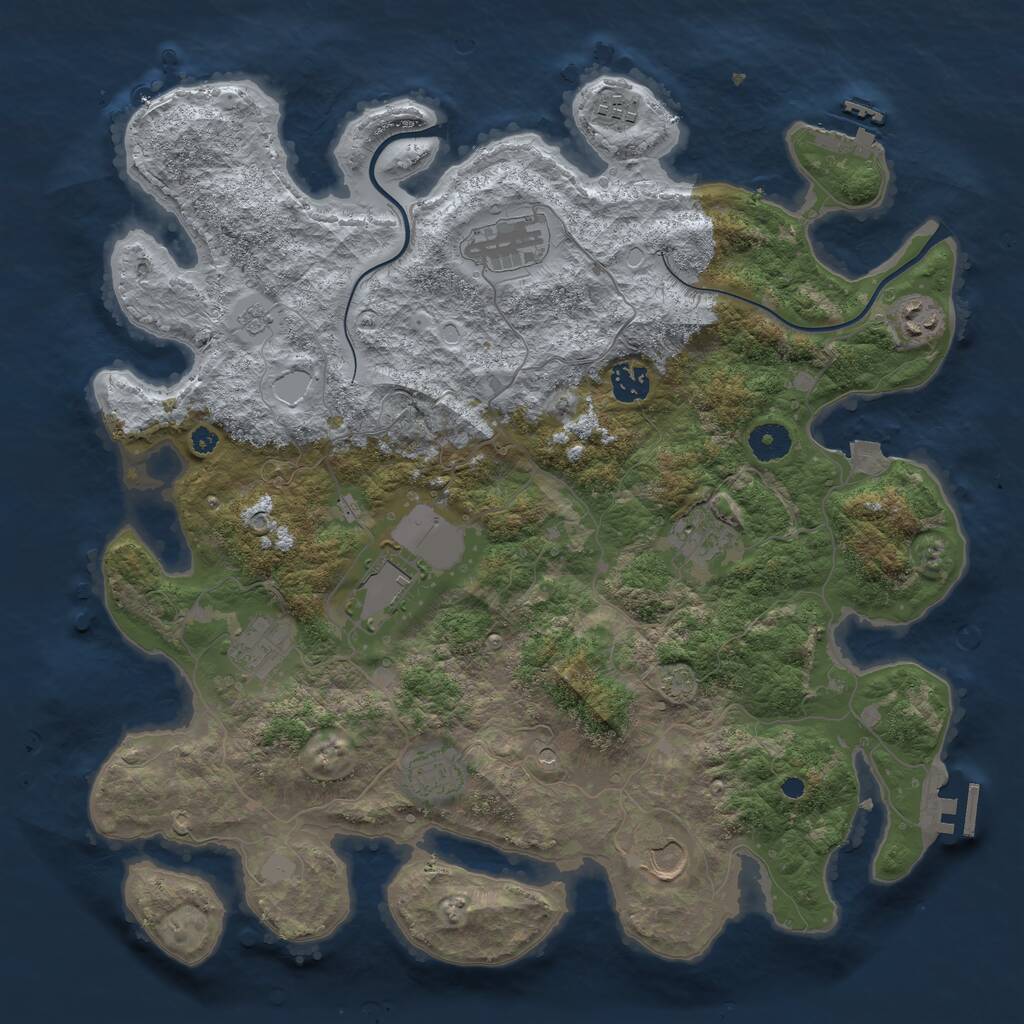 Rust Map: Procedural Map, Size: 3900, Seed: 122025, 15 Monuments