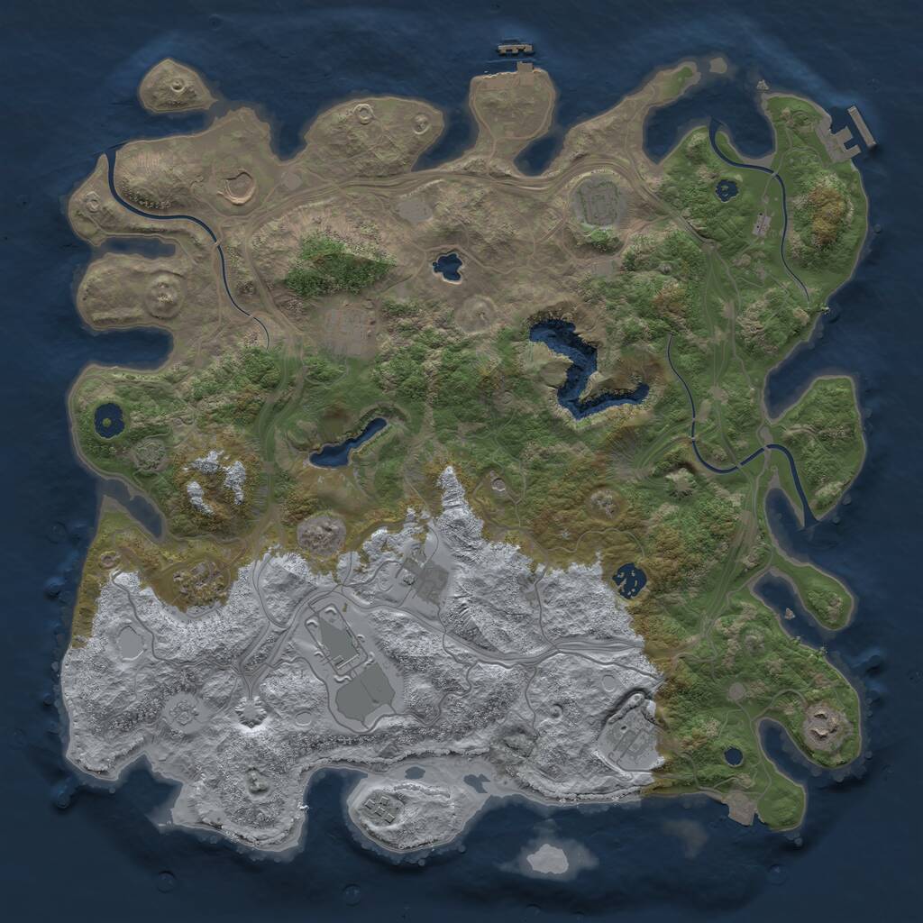 Rust Map: Procedural Map, Size: 4250, Seed: 622841689, 16 Monuments