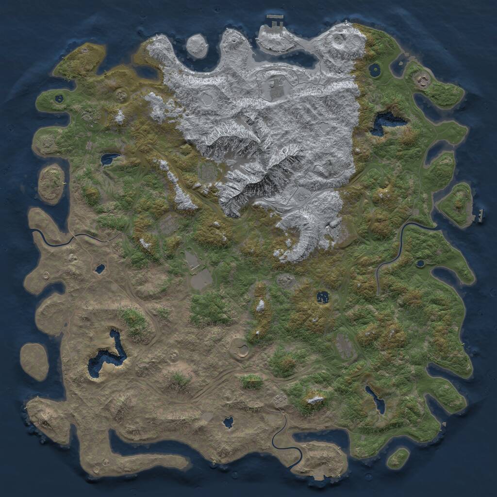 Rust Map: Procedural Map, Size: 6000, Seed: 72564392, 17 Monuments
