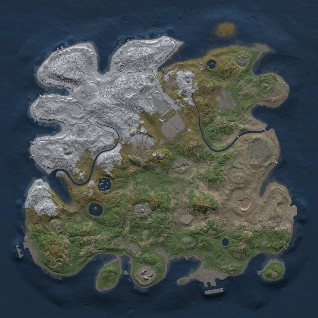Rust Map: Procedural Map, Size: 3500, Seed: 8797857, 14 Monuments
