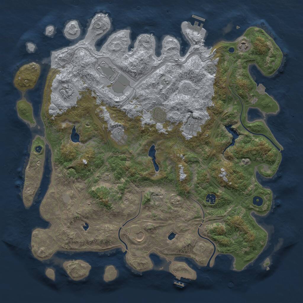 Rust Map: Procedural Map, Size: 4500, Seed: 355454, 15 Monuments