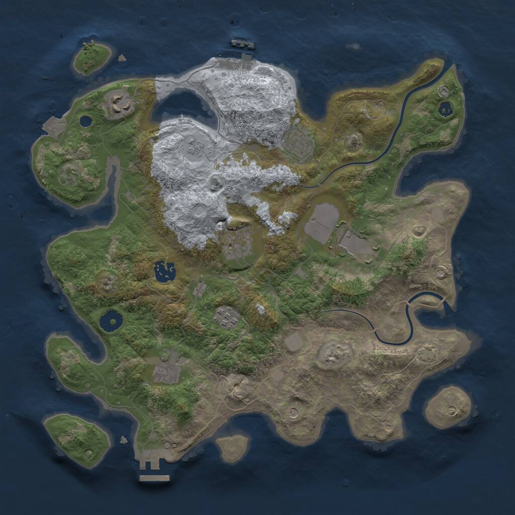 Rust Map: Procedural Map, Size: 3500, Seed: 34228953, 13 Monuments