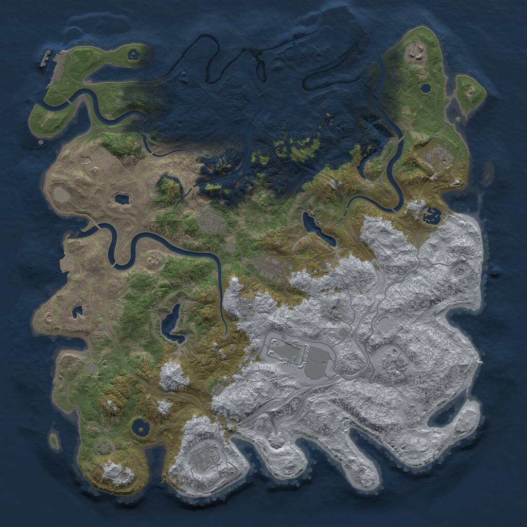 Rust Map: Procedural Map, Size: 4500, Seed: 1293213286, 16 Monuments