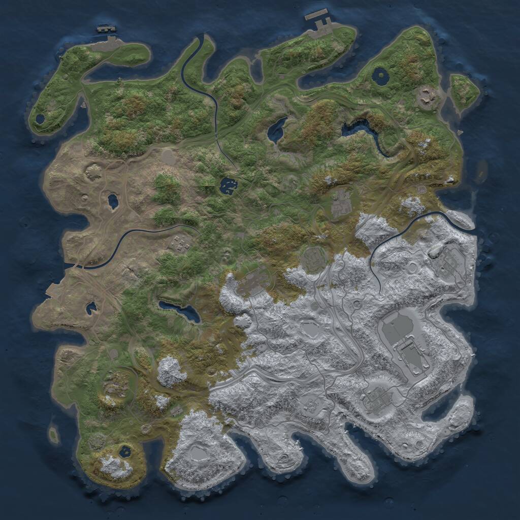 Rust Map: Procedural Map, Size: 4500, Seed: 1293213286, 16 Monuments