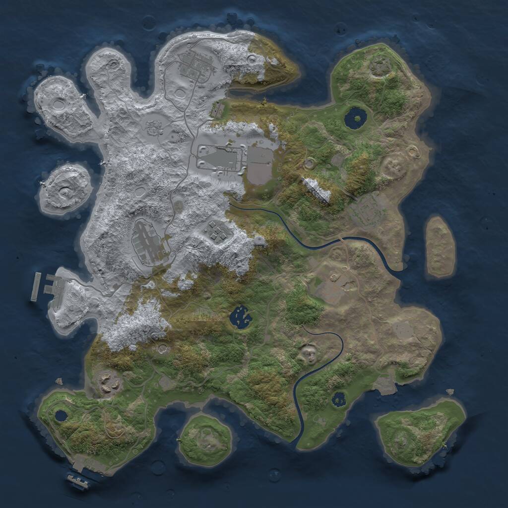 Rust Map: Procedural Map, Size: 3500, Seed: 1720306790, 14 Monuments
