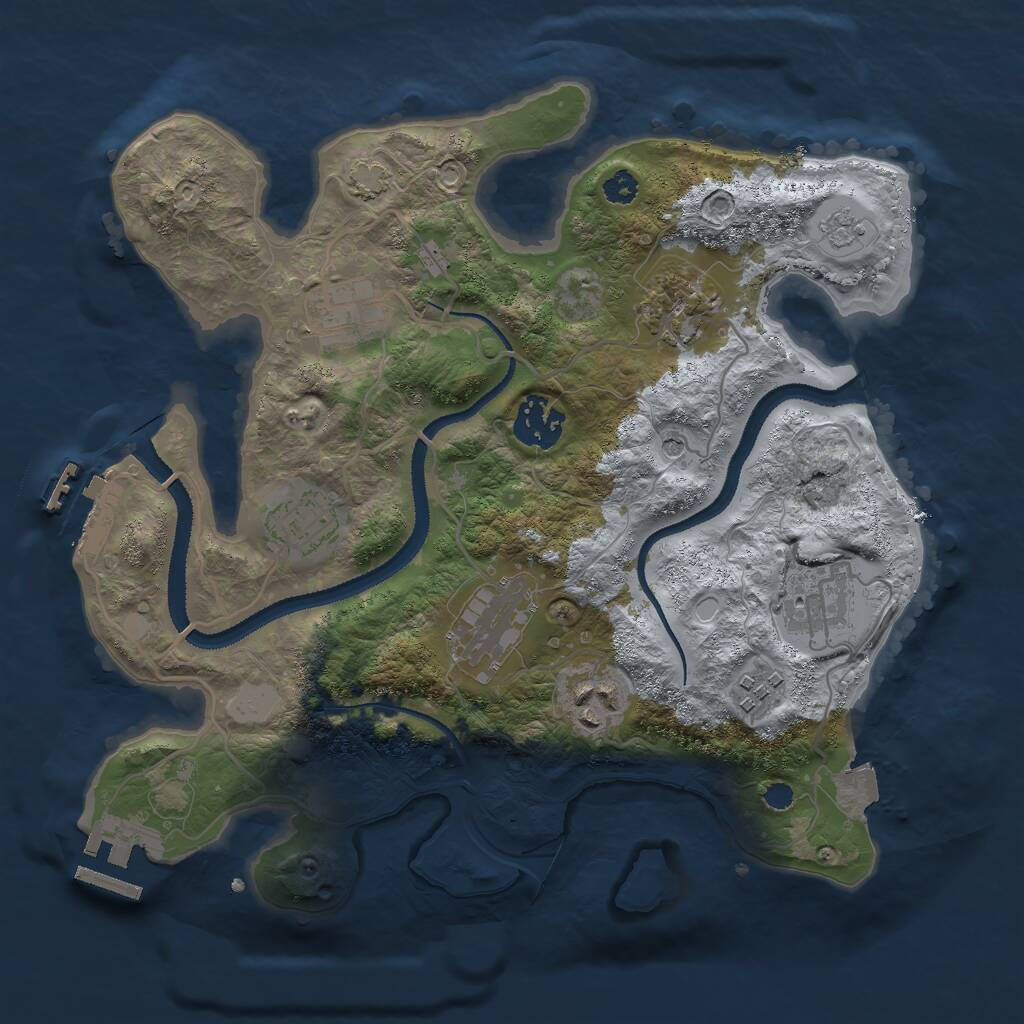 Rust Map: Procedural Map, Size: 3033, Seed: 65453432, 14 Monuments