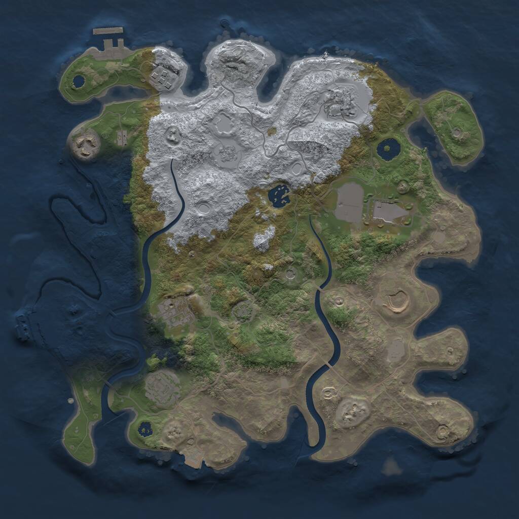 Rust Map: Procedural Map, Size: 3500, Seed: 241156, 14 Monuments