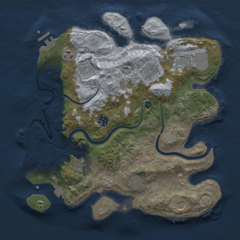 Rust Map: Procedural Map, Size: 3500, Seed: 2580, 16 Monuments