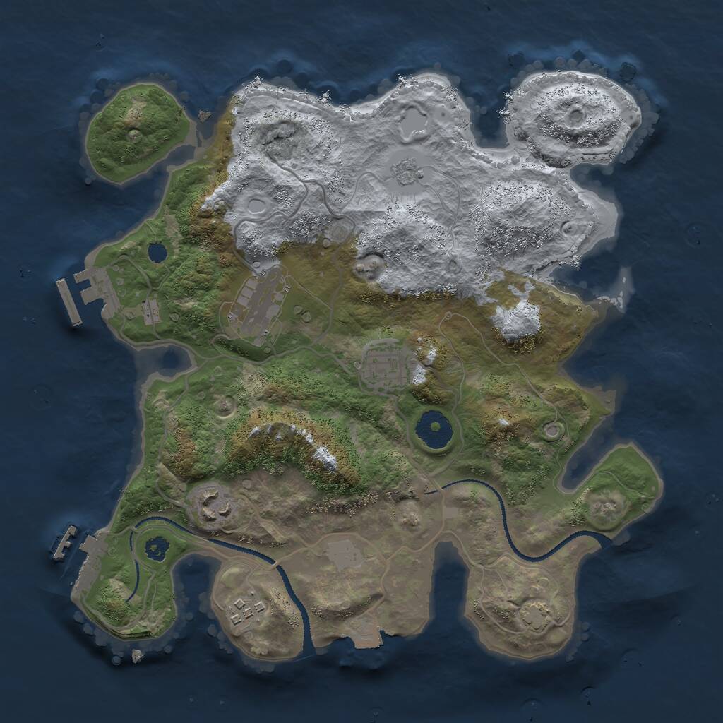 Rust Map: Procedural Map, Size: 3000, Seed: 619209349, 9 Monuments
