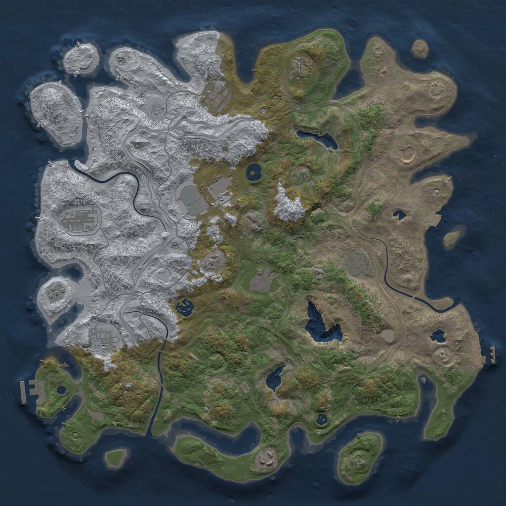 Rust Map: Procedural Map, Size: 4500, Seed: 367768028, 17 Monuments