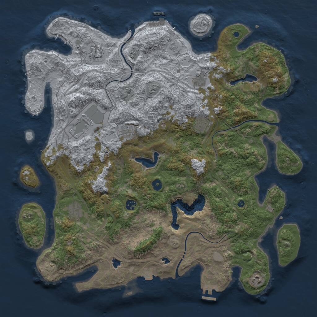 Rust Map: Procedural Map, Size: 4500, Seed: 1963412774, 15 Monuments