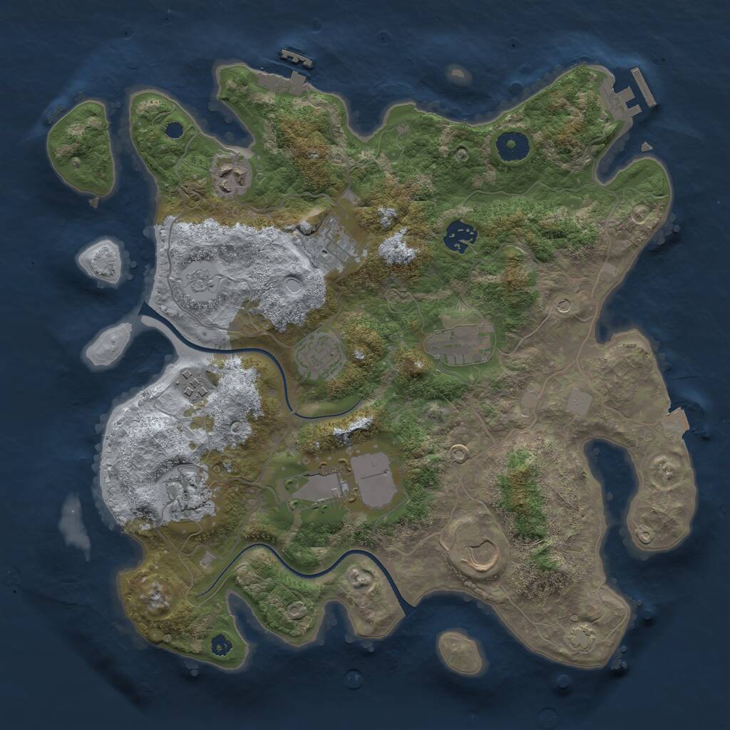 Rust Map: Procedural Map, Size: 3500, Seed: 563834356, 15 Monuments