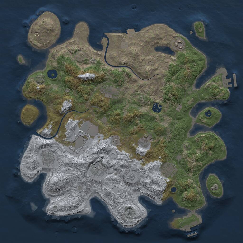 Rust Map: Procedural Map, Size: 3750, Seed: 1911108965, 15 Monuments