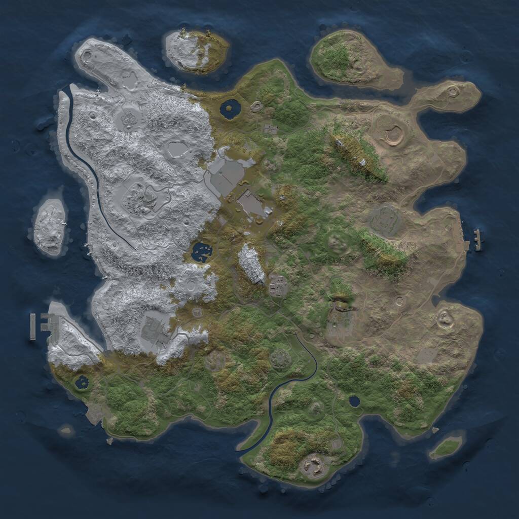 Rust Map: Procedural Map, Size: 3900, Seed: 484174541, 15 Monuments