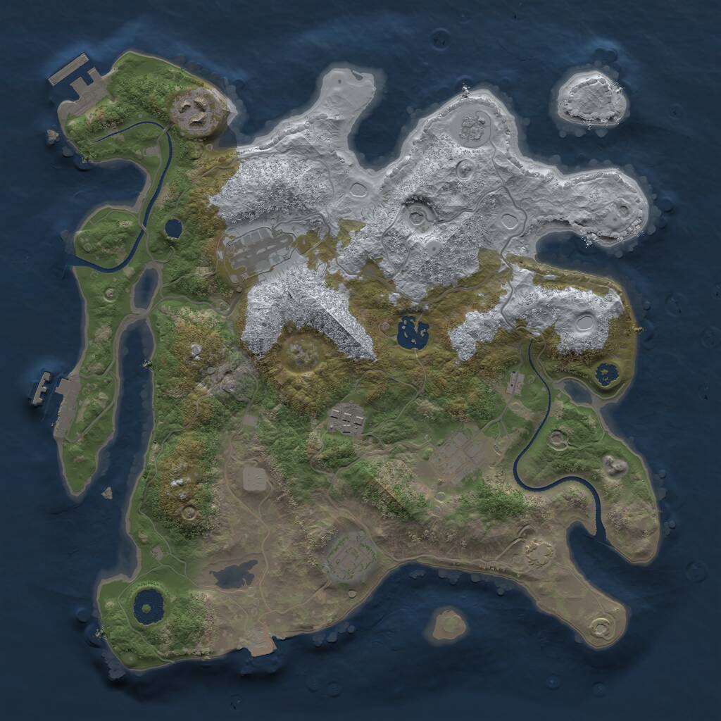 Rust Map: Procedural Map, Size: 3250, Seed: 1152263805, 12 Monuments