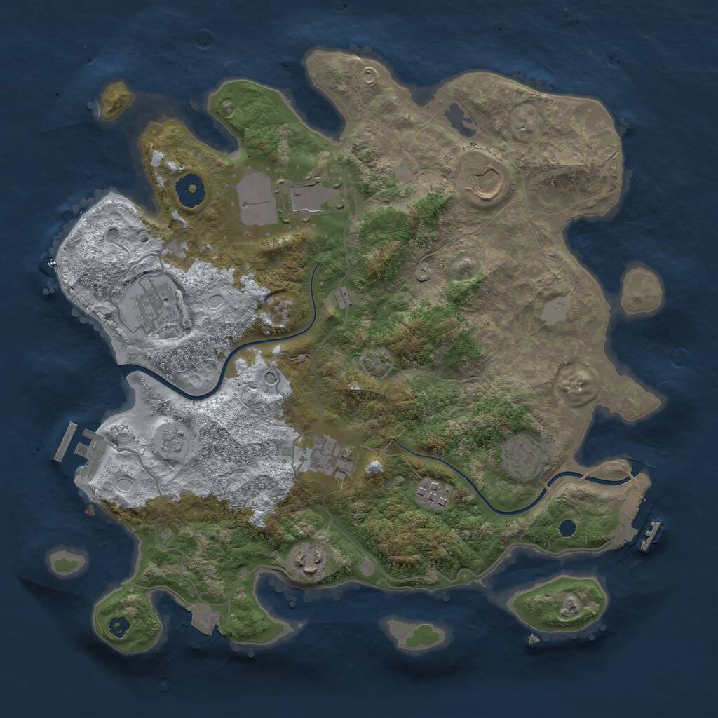 Rust Map: Procedural Map, Size: 3500, Seed: 796507, 13 Monuments