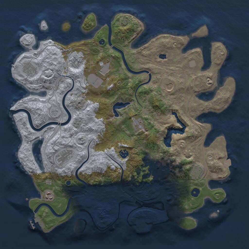 Rust Map: Procedural Map, Size: 4250, Seed: 2066536923, 17 Monuments