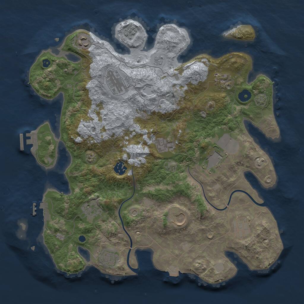 Rust Map: Procedural Map, Size: 3700, Seed: 1254004959, 17 Monuments