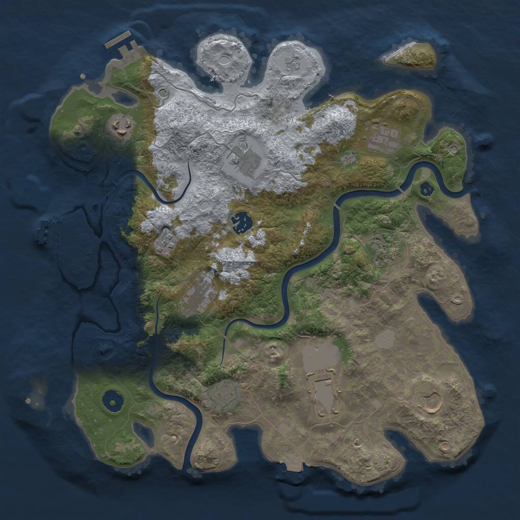 Rust Map: Procedural Map, Size: 3700, Seed: 1254004959, 16 Monuments