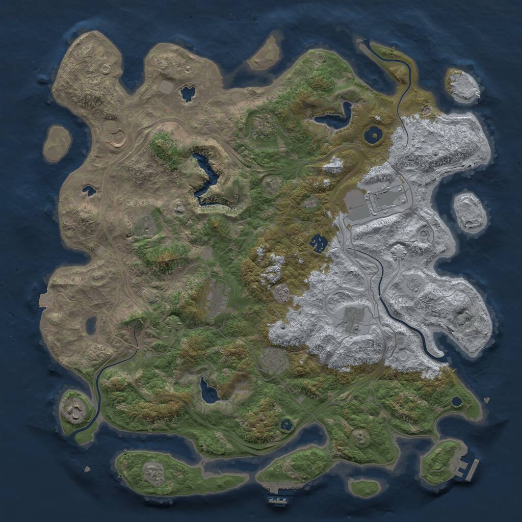 Rust Map: Procedural Map, Size: 4500, Seed: 479130895, 16 Monuments