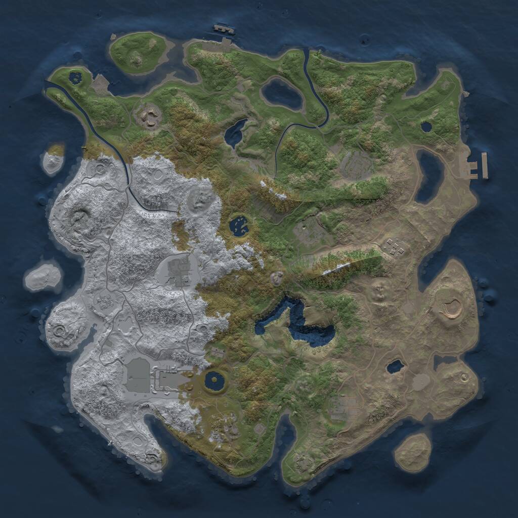 Rust Map: Procedural Map, Size: 4000, Seed: 234876, 16 Monuments