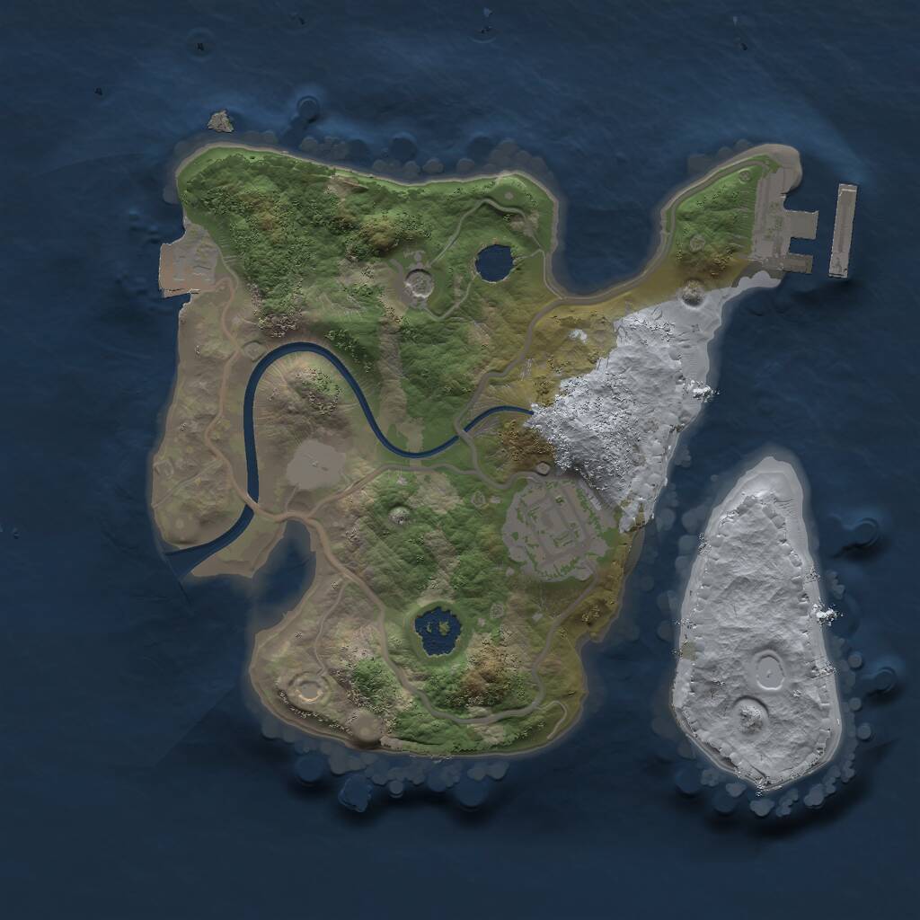 Rust Map: Procedural Map, Size: 2000, Seed: 21454123, 4 Monuments