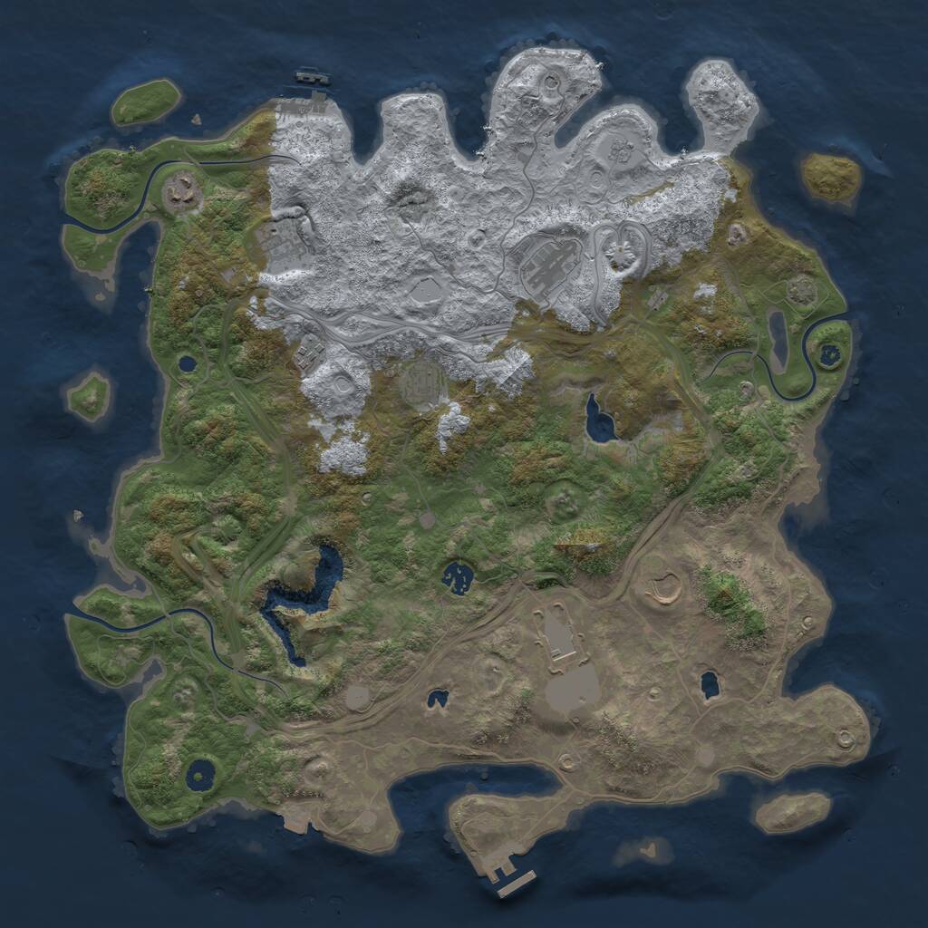 Rust Map: Procedural Map, Size: 4500, Seed: 1685540512, 14 Monuments