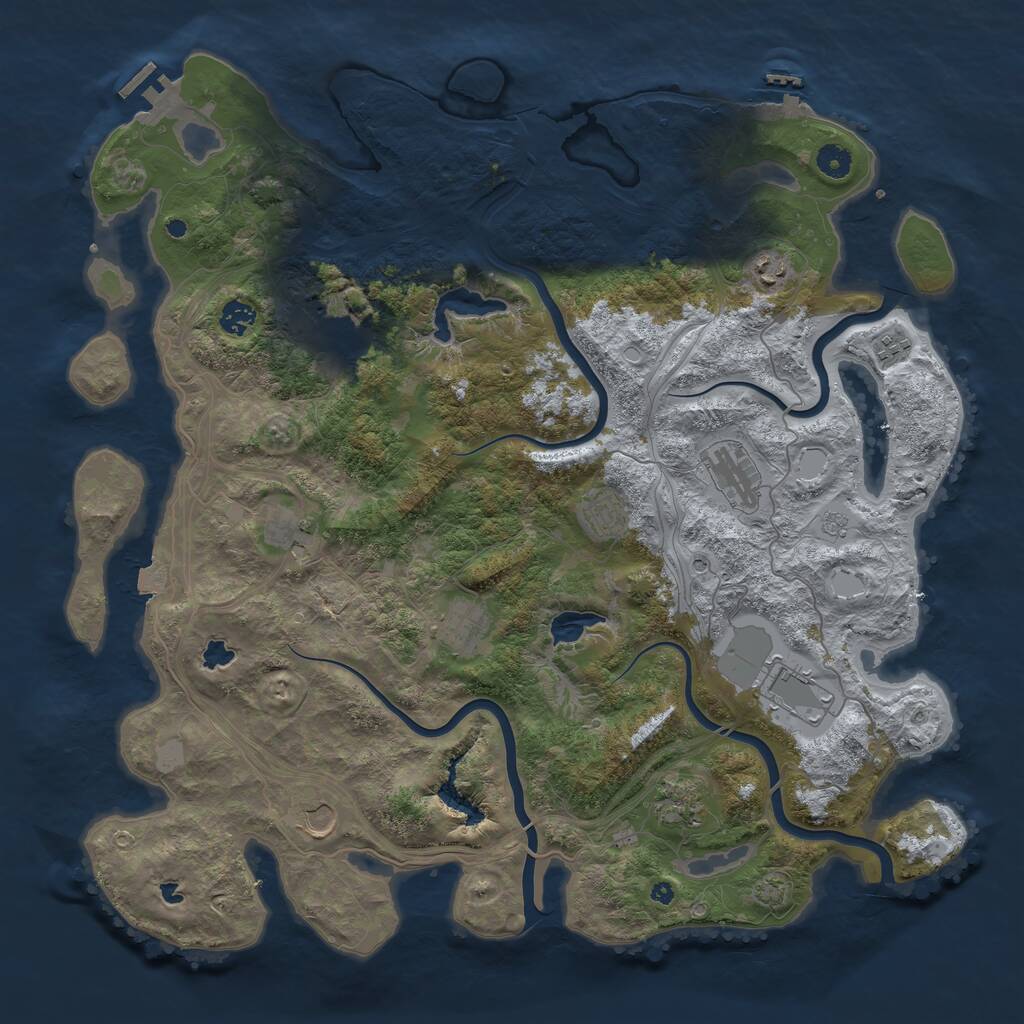 Rust Map: Procedural Map, Size: 4500, Seed: 1027884633, 17 Monuments