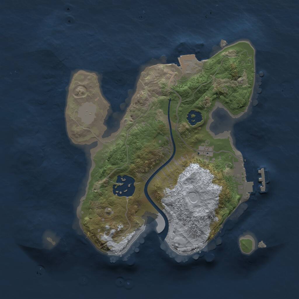 Rust Map: Procedural Map, Size: 2000, Seed: 1942841082, 3 Monuments