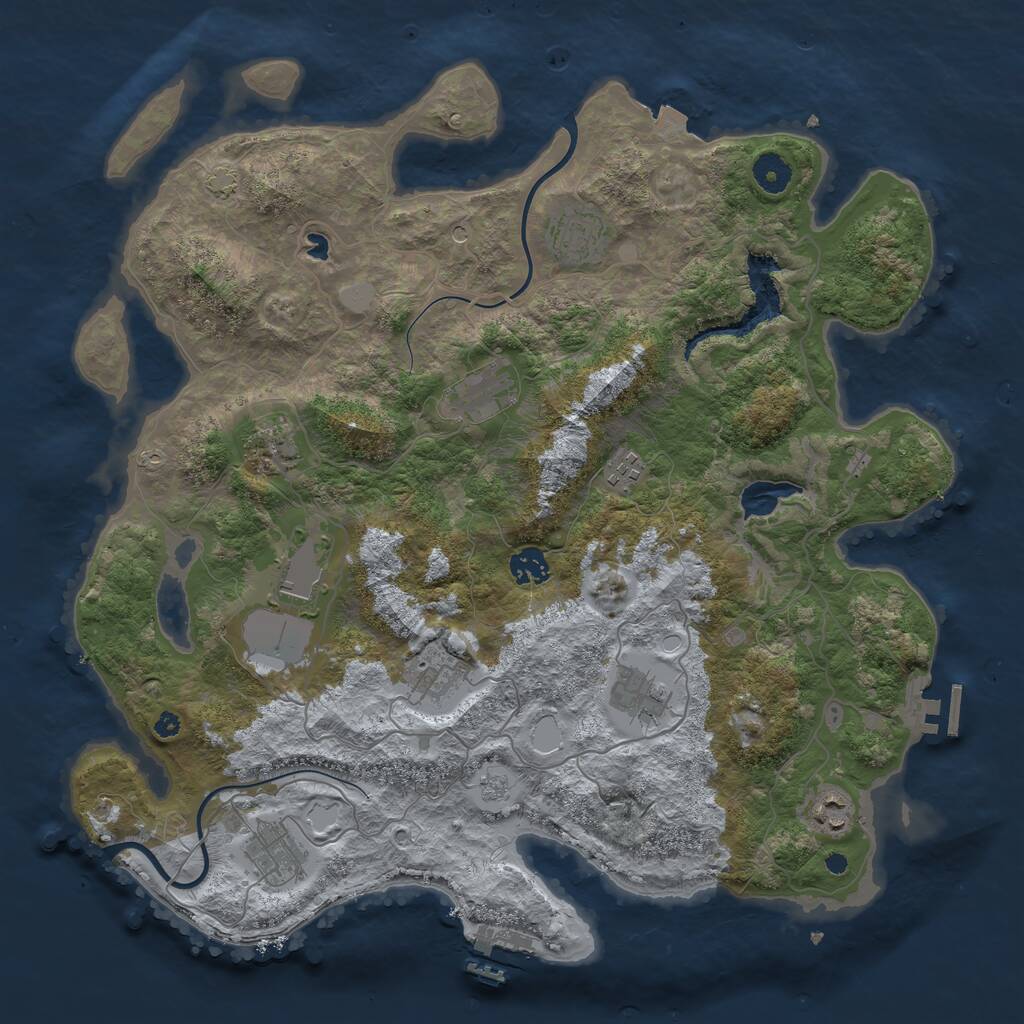 Rust Map: Procedural Map, Size: 4000, Seed: 1197021424, 16 Monuments